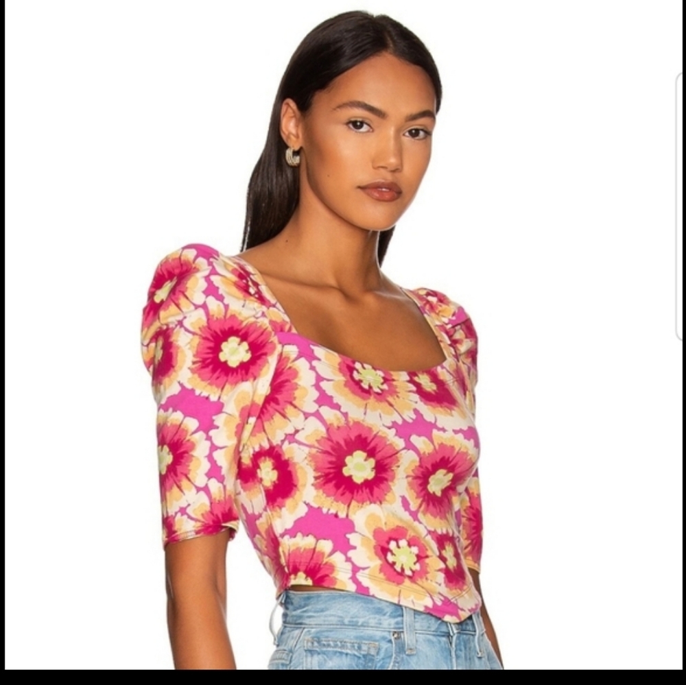 NEW! Free People Give Me More Puff Sleeve Blouse Sz XL